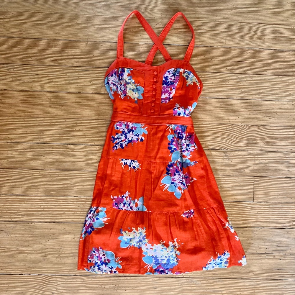 American Eagle Red and Turquoise Floral Dress Sz 0